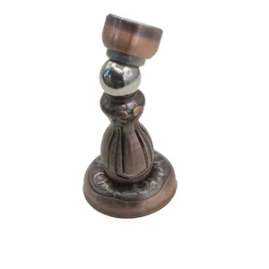 European vintage magnetic door stopper in red bronze finish with ornate floral carving