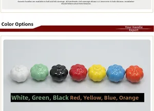 Handcrafted ceramic pumpkin cabinet knobs in seven vibrant colors for drawers and doors