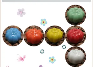Colorful pumpkin-shaped ceramic drawer knobs in six vibrant glazed finishes and textures