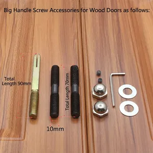 Detailed mounting hardware kit for antique door handles with 90mm and 70mm bolts
