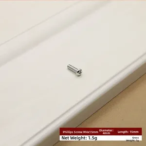 Detail view of M4x15mm cross head screw showing dimensions and stainless steel finish