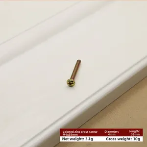 Macro shot of M4x35mm zinc-plated Phillips head screw for furniture handles