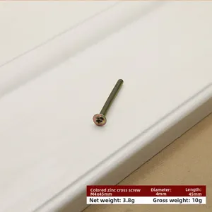 Macro view of M4x45mm colorful zinc plated cross head screw with measurement details