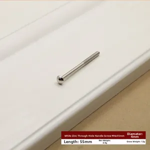 Detail view of M4x55mm round head cross screw for furniture handles with dimensions