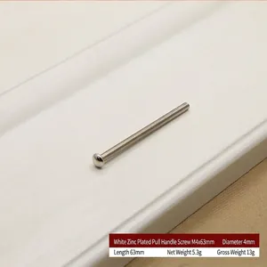 M4x63mm white zinc plated cross round head screw for furniture cabinet handles