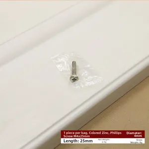 Close-up of M4x25mm zinc plated Phillips head screw for furniture handles and knobs