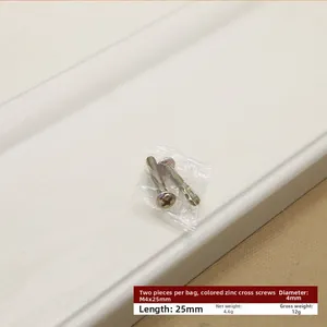 Detail view of M4x25mm zinc plated Phillips head screws for furniture handles