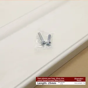 Macro shot of two M4x25mm blue zinc cross head screws for furniture handles and assembly