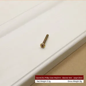 Cross head M4x25mm zinc-plated screw for furniture cabinet handles and ceramic knobs