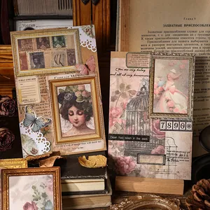 Vintage Scrapbooking Aufkleber Set mit klassischen Rahmen und Schmetterlingen für DIY