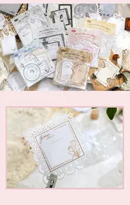 Detail of laser-cut floral kraft paper notes for vintage journaling and scrapbooking