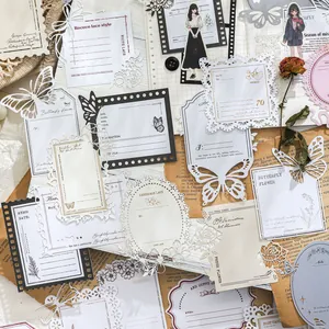 Vintage hollow scrapbooking paper set with lace cards and butterfly bookmarks for journaling