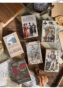 Dettaglio della carta da scrapbooking in stile vintage europeo con illustrazioni retrò