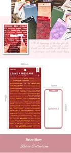 Detail of Retro Story vintage stickers showing typographic English text for scrapbooking