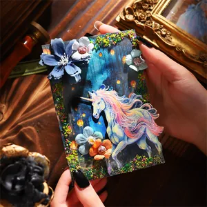3D Einhorn Bastelpapier mit Seidenblumen und Zauberwald Motiv für DIY Scrapbooking
