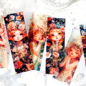 Fairy fantasy laser bookmarks with floral illustrations and butterfly art motifs