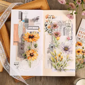Adesivi in PET floreali vintage con disegni botanici ad acquerello per scrapbooking e diari