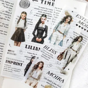 Nastro adesivo PET retrò con illustrazioni di moda Dark Academia per scrapbooking
