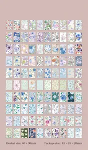 Macro display of 100 assorted vintage floral washi paper stickers for journaling
