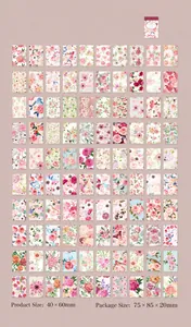 Detail of 100 vintage floral washi paper stickers for scrapbooking journaling