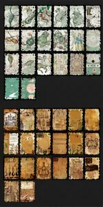 Foto macro de 40 hojas de papel vintage para álbumes temas de astrología y lab