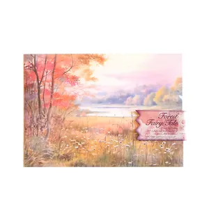 Forest Fairy Tale themed watercolor scrapbooking paper with autumn lake art and typography