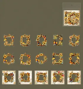 Detail of PET butterfly stickers set with 30 pieces in vintage sunset gold style