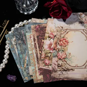 Papel decorativo vintage de flores barrocas para scrapbooking y decoración de diarios