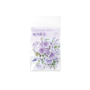 Floral scrapbooking stickers set with 20 pieces of purple roses for DIY craft projects