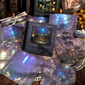 Wasteland Fantasy vintage decorative paper set with mystical forest and starry sky designs