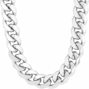 Collana a catena cubana da uomo in acciaio inossidabile argento lucido a specchio