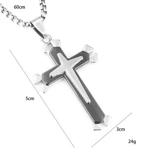 Collana con pendente a croce vintage da uomo con catena da 60cm e misure della taglia
