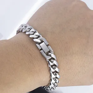 Poliertes silbernes Panzerarmband aus Edelstahl für Herren mit sicherem Verschluss