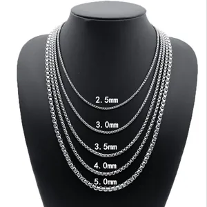 Minimalistische Edelstahl Box-Kette Halskette Für Herren Damen Unisex Basis Quadratische Gliederkette Choker Schmuck Zubehör