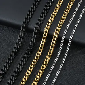 Detailed comparison of various widths and colors of stainless steel Cuban link chains