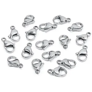 Lote de cierres de mosquetón de acero inoxidable 304/316 plateado para joyería DIY