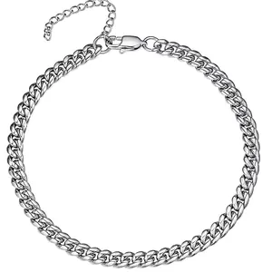 Bracelet gourmette pour homme en acier inoxydable poli avec fermoir mousqueton robuste