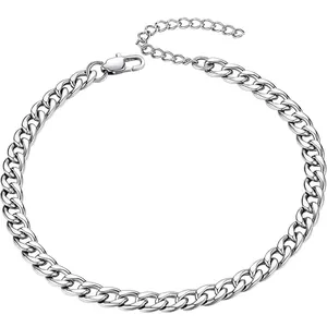 Bracelet gourmette en acier inoxydable poli avec fermoir mousqueton réglable pour hommes