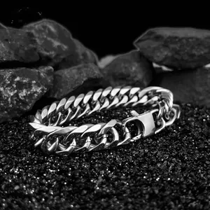 Men Stainless Steel Cuban Link Bracelet Necklace Gold Silver Color Hip Hop Chain Width 4 To 14 Jewelry Gift For Him