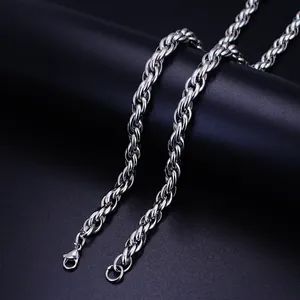 Minimalist silver rope chain necklace with secure lobster clasp for men and women