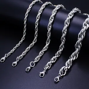 Minimalist Stainless Steel Rope Chain Necklace For Women Men Hip Hop Twisted Link Chain Jewelry Gift Minimalist Fashion Accessory