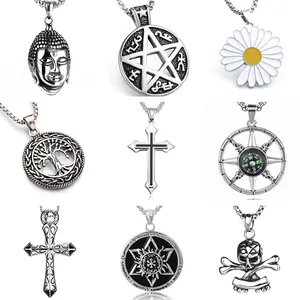Halloween Retro Teschio Pirata Ciondolo Collana Catena In Acciaio Inox Lega Croce Bussola Gioielli Per Donne Uomini Punk Gotico Collane