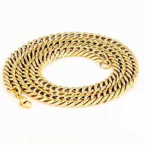 Close-up of golden Cuban link chain featuring a secure lobster clasp and polished finish