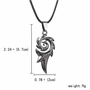 Punk-Stil Spiralflamme Anhänger Kette in Gun Black Metall mit schwarzer Kordel