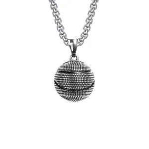 Fashion Basketball Pendant Necklace Stainless Steel Alloy Box Chain Retro Sporty Hip Hop Street Jewelry For Men Women