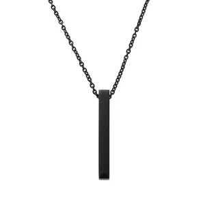 Collana minimalista con pendente a colonna in acciaio inossidabile nero per uomo