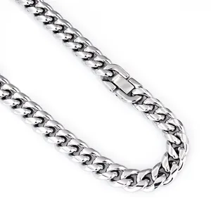 Collana Bracciale a Maglia Cubana in Acciaio Inossidabile per Uomo Donna Gioielli Hip Hop Street Style Lucidi