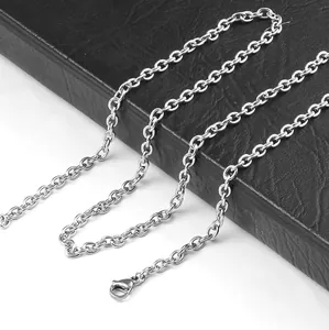 Stainless Steel Cross Chain Link Necklace Bracelet For Men Women Silver Polished Basic Jewelry With Lobster Clasp