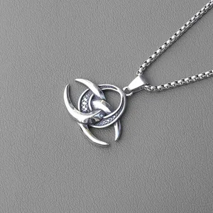 Collier nordique Viking avec pendentif nœud celtique en acier inoxydable et chaîne pour homme
