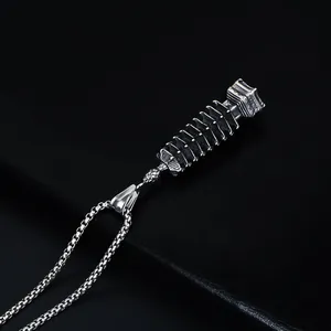 Punk vintage titanium steel pagoda pendant necklace with box chain for men and women
